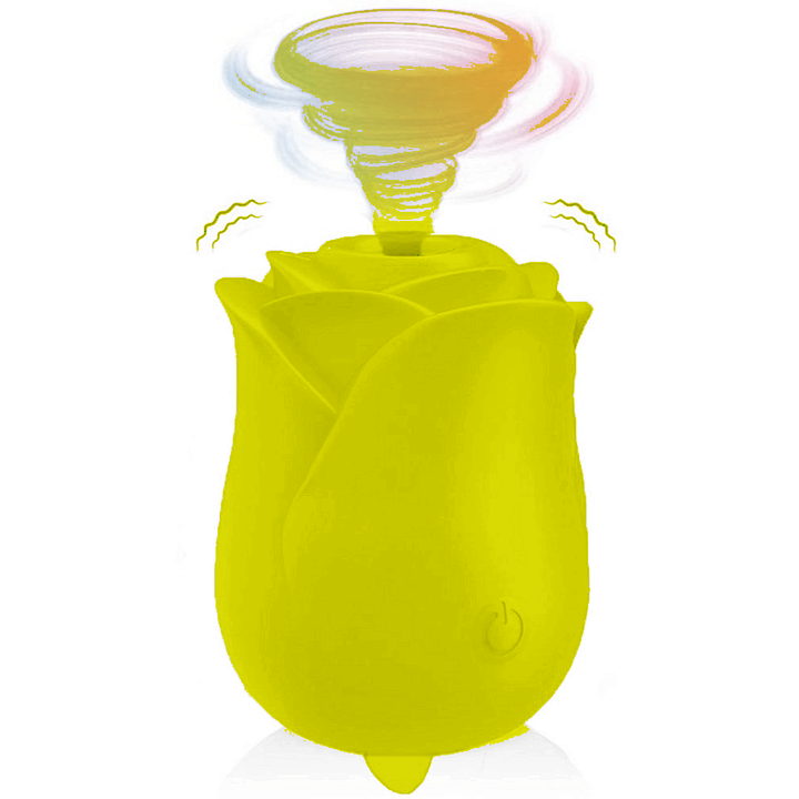Rose Toy 3.0 With Tongue Clit Licker in vibrant yellow, a unique rose-shaped vibrator for ultimate pleasure.