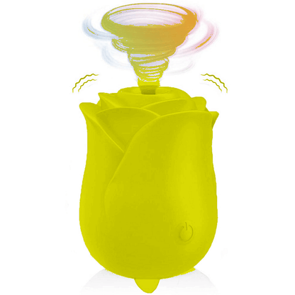 Rose Toy 3.0 With Tongue Clit Licker in vibrant yellow, a unique rose-shaped vibrator for ultimate pleasure.