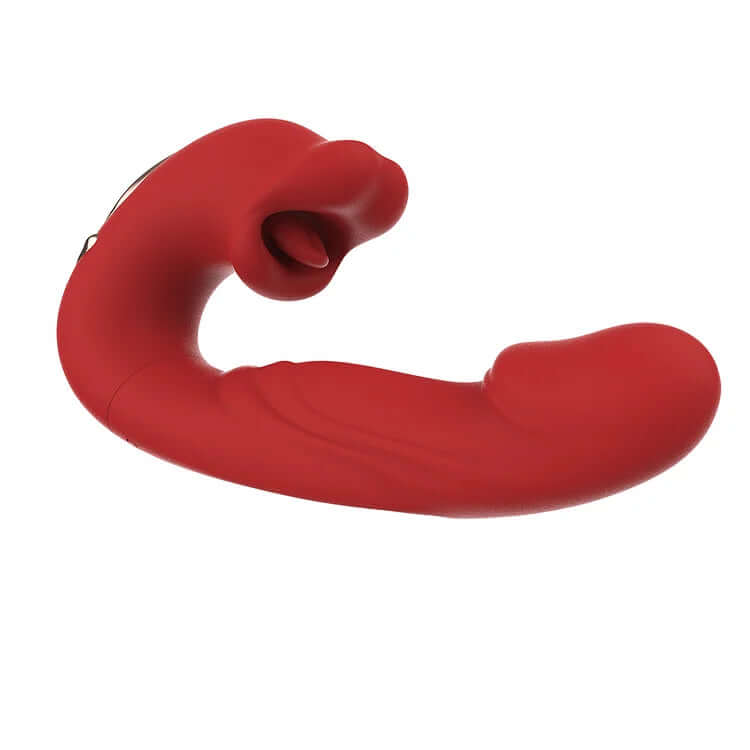 Rose Toy Tongue Licking Flapping Clit & G-spot vibrator in red, designed for intense clitoral and G-spot pleasure.