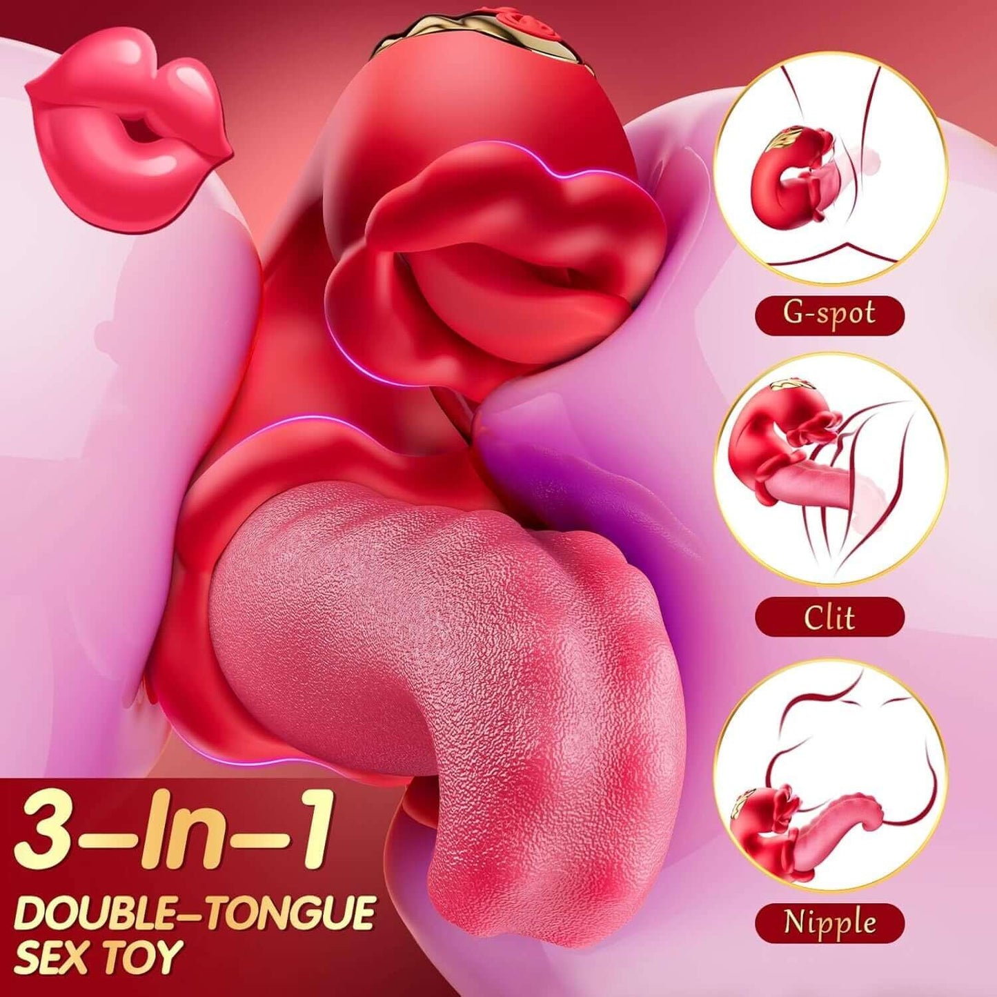Rose Toy Sex Toys Tongue Vibrator for Women – 10 Licking Clitoral
