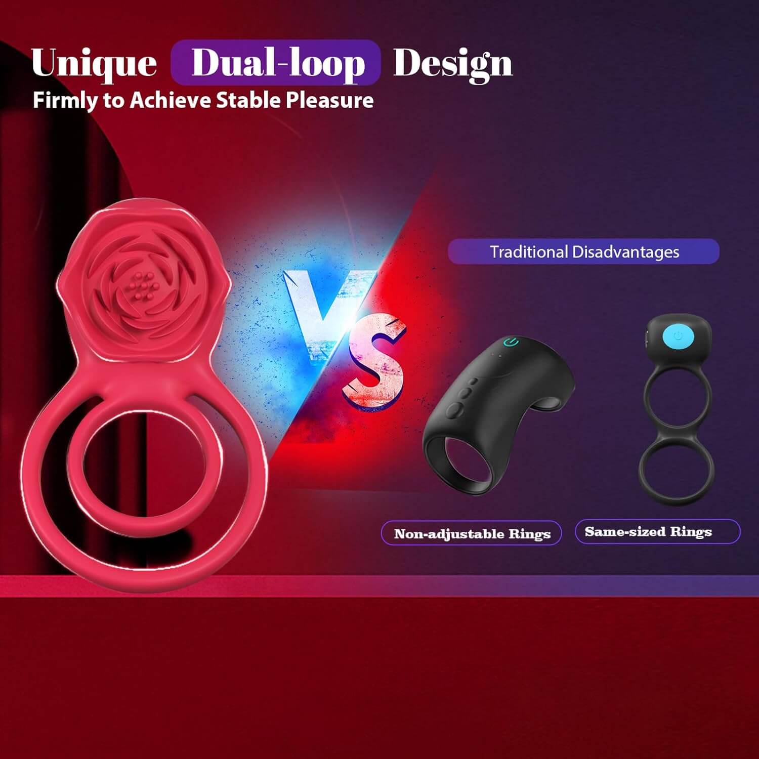 Rose Toy - Vibrating Cock Ring with Clitoral Stimulator Rose Toy - Vibrating Cock Ring with Clitoral Stimulator