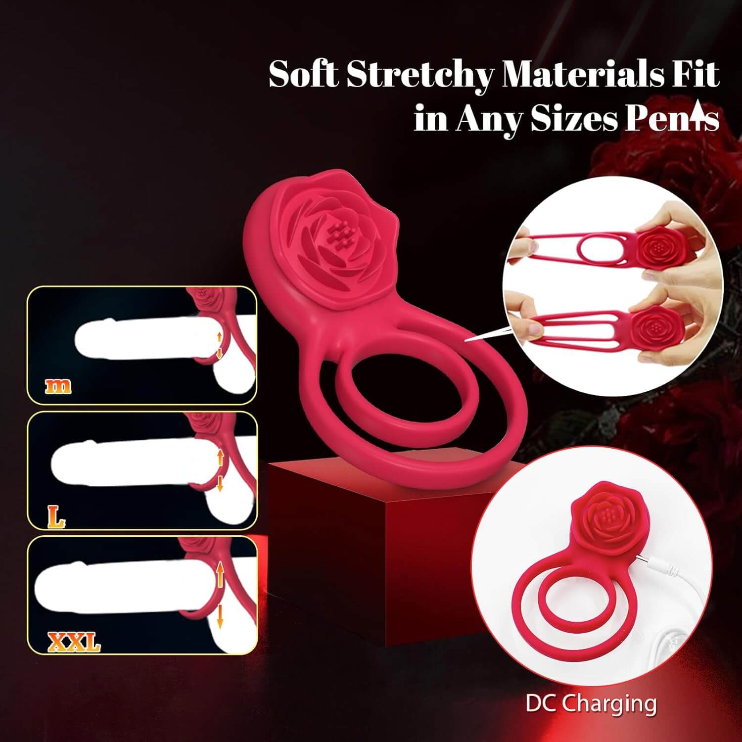 Rose Toy - Vibrating Cock Ring with Clitoral Stimulator Rose Toy - Vibrating Cock Ring with Clitoral Stimulator