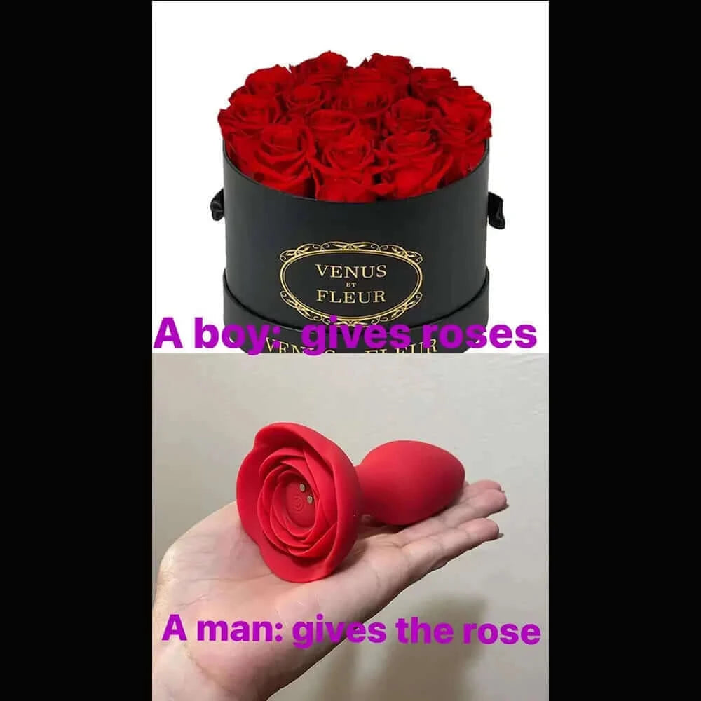 Rose Remote Control Vibrator, Vibrating Red Silicone Butt Plug