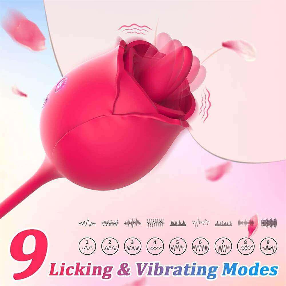 Rose Tongue Licking Thrusting G Spot Dildo Vibrator