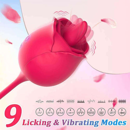 Rose Tongue Licking Thrusting G Spot Dildo Vibrator