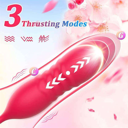 Rose Tongue Licking Thrusting G Spot Dildo Vibrator