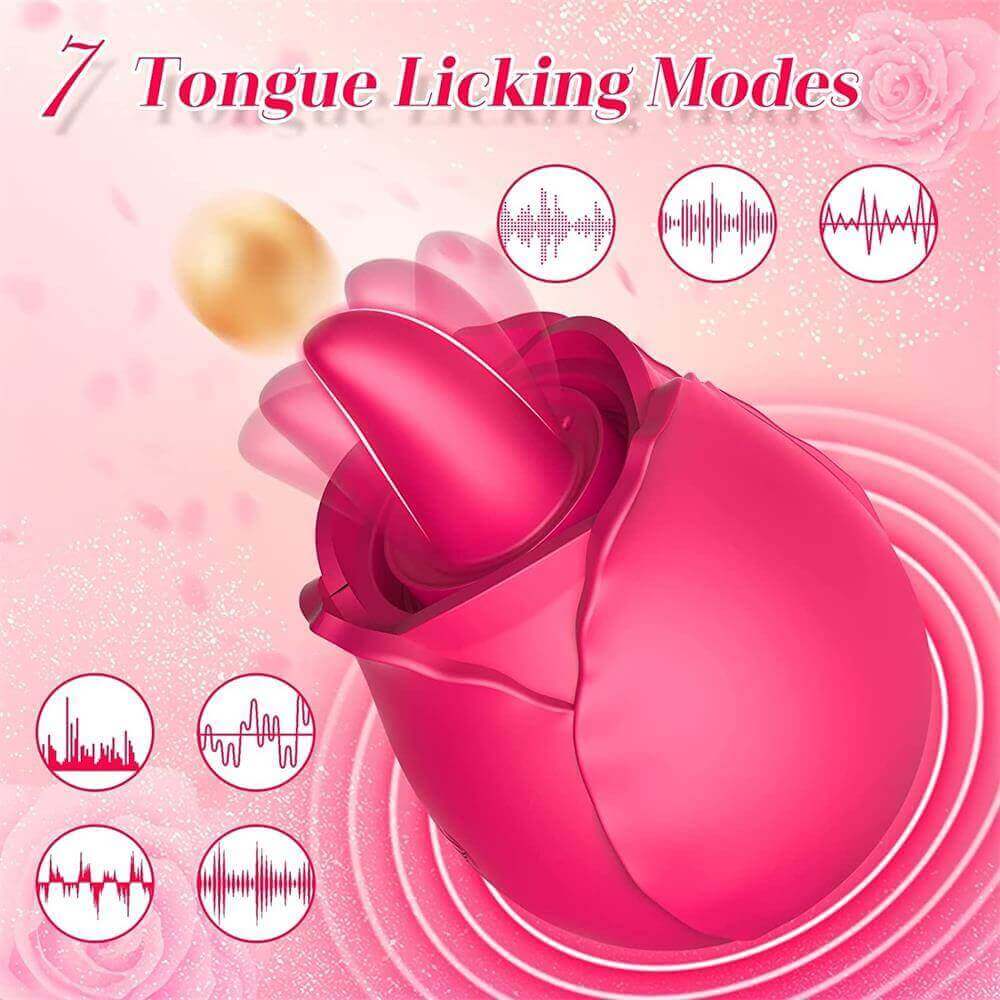  2 in 1 Licking & Sucking Vacuum Pump Rose Vibrator