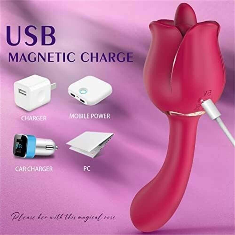 Rose Tongue Licker with G spot Vibrator
