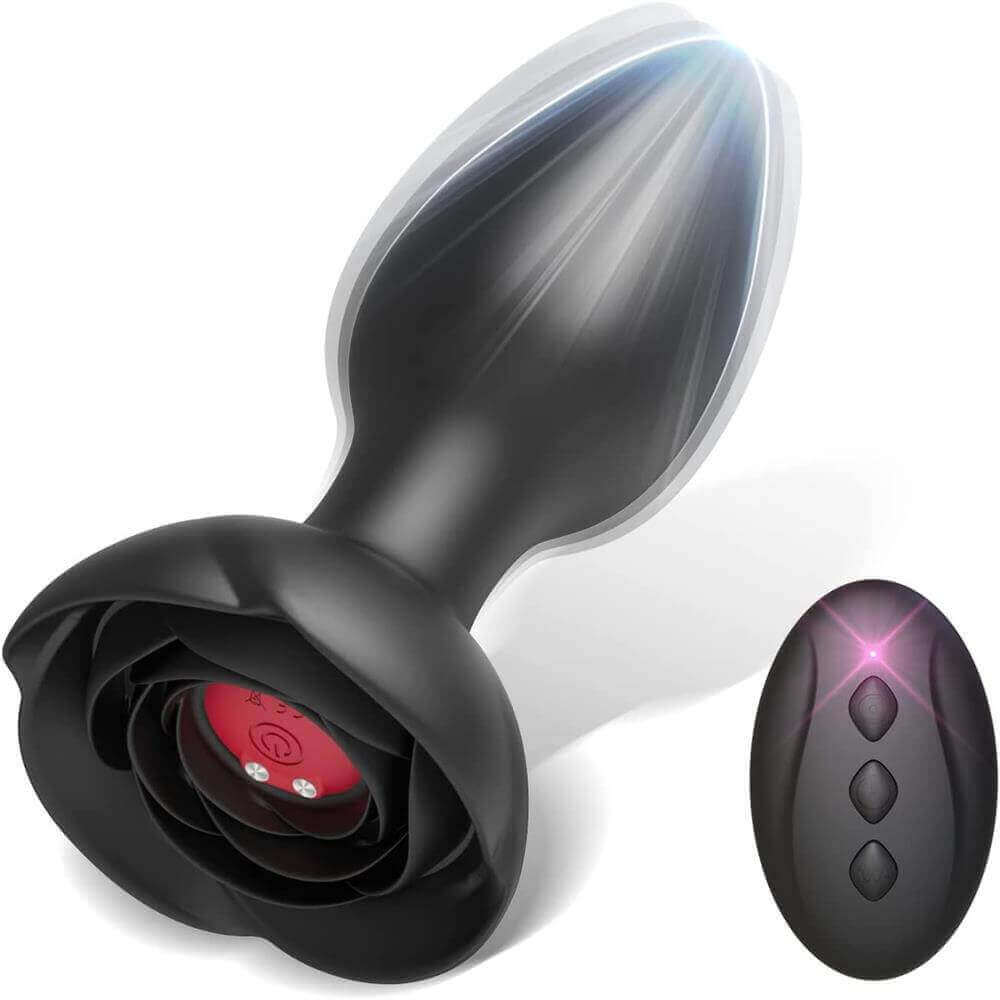 Rose Remote Control Vibrator, Vibrating Silicone Butt Plug