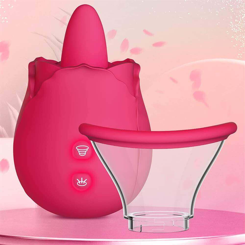2 in 1 Licking & Sucking Vacuum Pump Rose Vibrator 2 in 1 Licking & Sucking Vacuum Pump Rose Vibrator