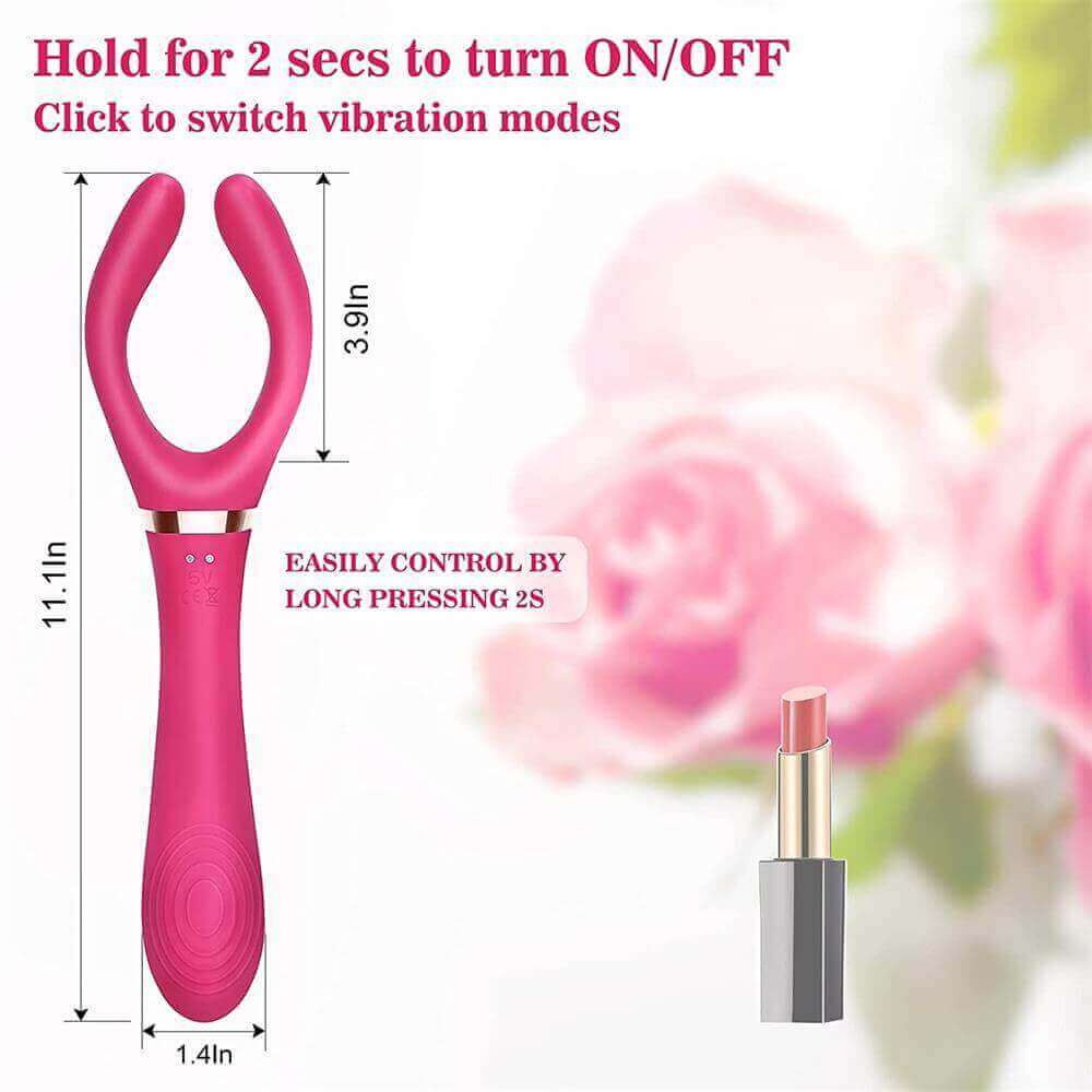 Bend Zone Rechargeable Posable Wine Red Couple’s Vibrator