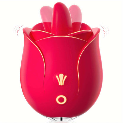 Rose Toy Vibrator For Women, Shocked Clitoral Nipple Tongue Licking Stimulator With 9 Modes, 9 Vibration Modes