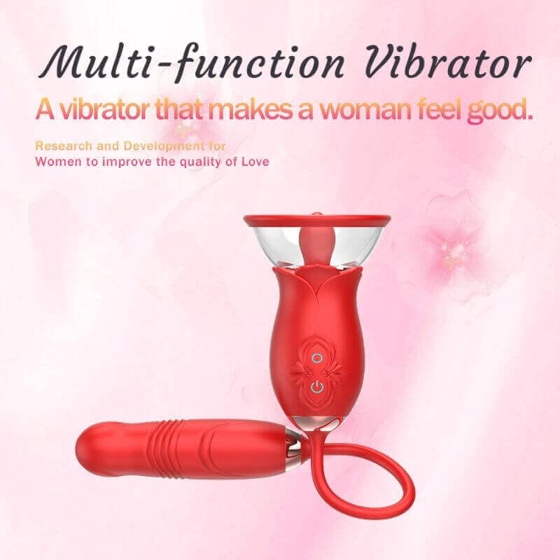 Rose Toy with Thrusting Dildo | 3 Sucking Modes and 10 Vibrant Modes