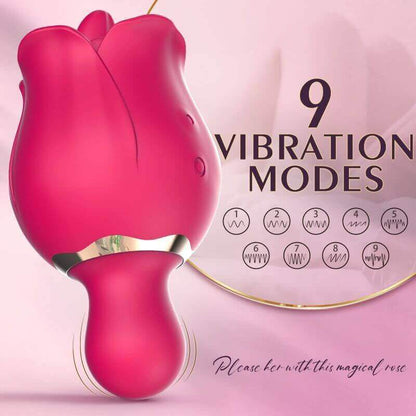 Rose Vibrator | Clitoral Tongue Licking Toy with 9 Modes