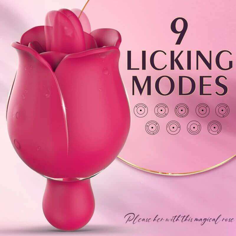 Rose Vibrator | Clitoral Tongue Licking Toy with 9 Modes