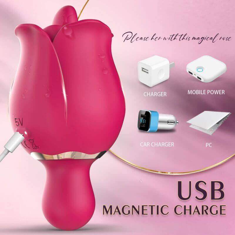 Rose Vibrator | Clitoral Tongue Licking Toy with 9 Modes