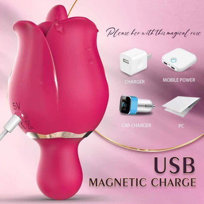 Rose Vibrator | Clitoral Tongue Licking Toy with 9 Modes