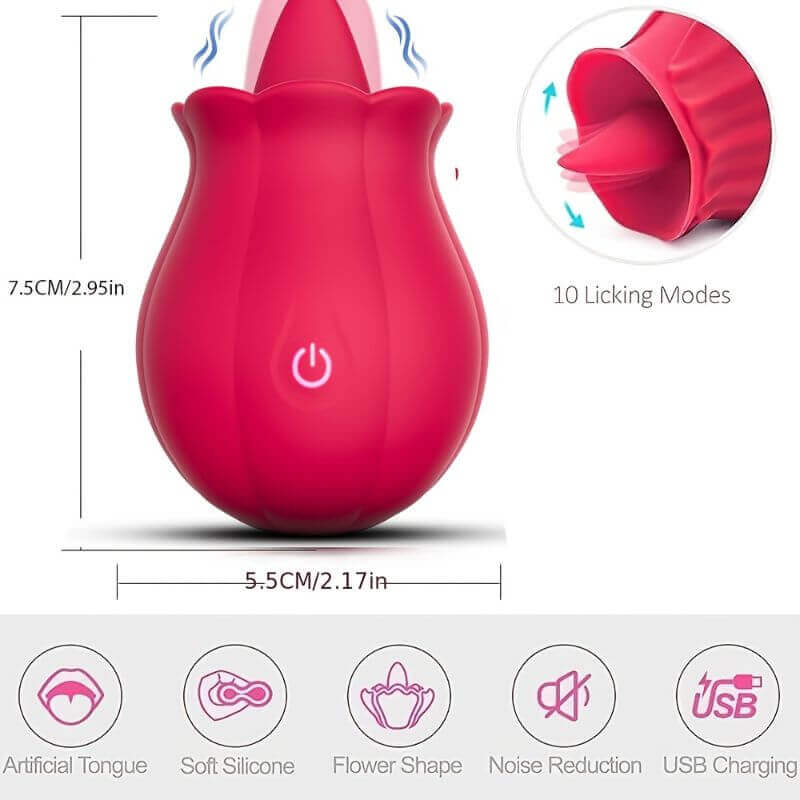 Rose Women Toy | Tongue Licking Stimulator With 9 Vibrating Pleasure