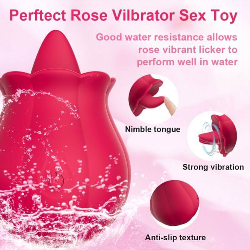 Rose Women Toy | Tongue Licking Stimulator With 9 Vibrating Pleasure